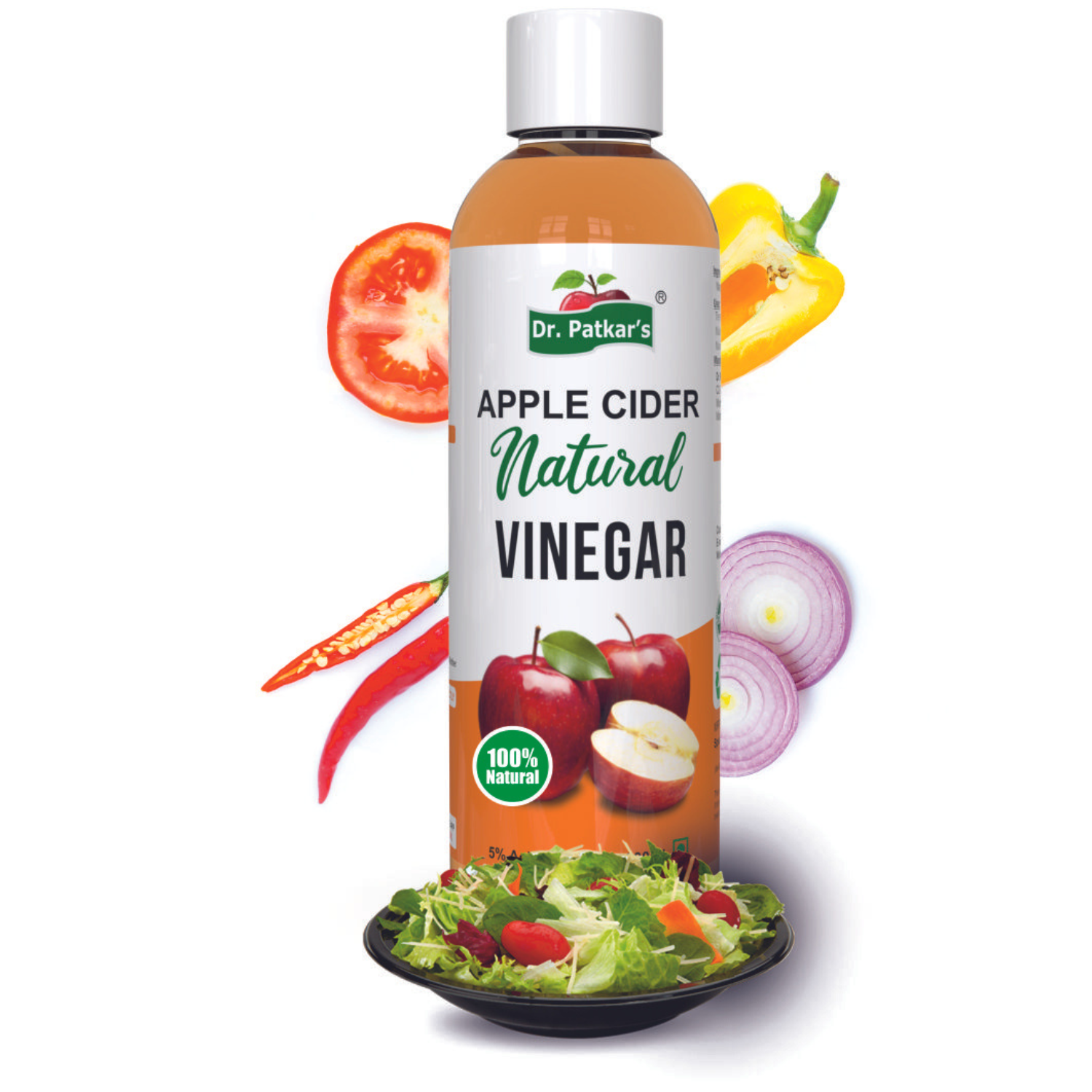 Dr. Patkars Apple Cider Vinegar 100% Natural Filtered | 5 % Acidity | Immunity Booster| Suitable For Weight-loss | Best For Cooking and Salad Dressing 200 ml