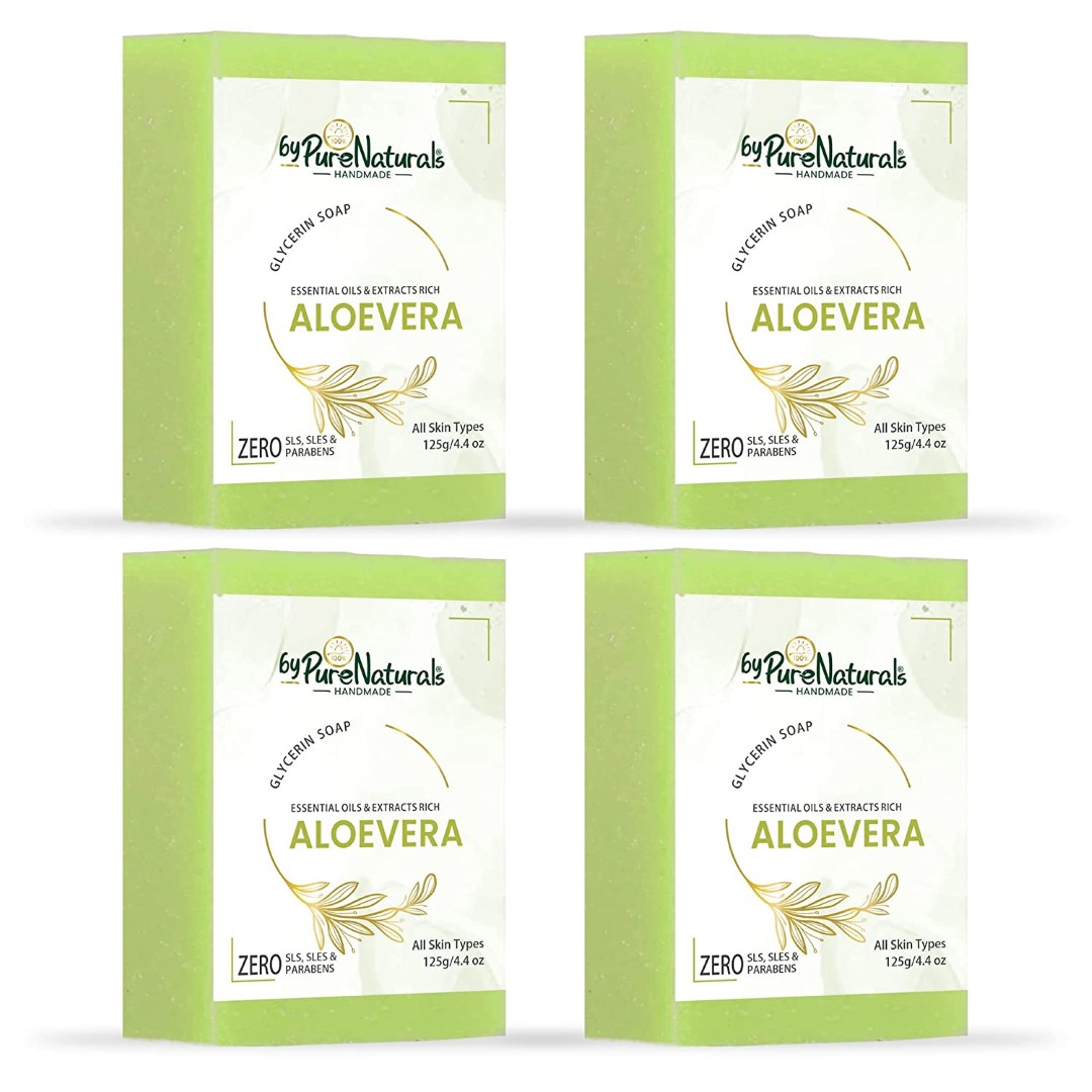 Organic, Mesmerizing, and Natural Glycerin Made Aloevera Soap For Men Women Pack of 4