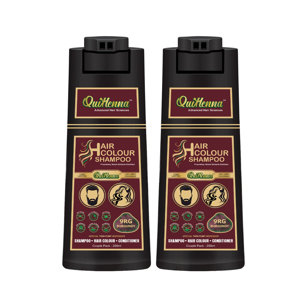 Hair Colour Shampoo- 9RG Burgundy 200ml (Pack of 2)