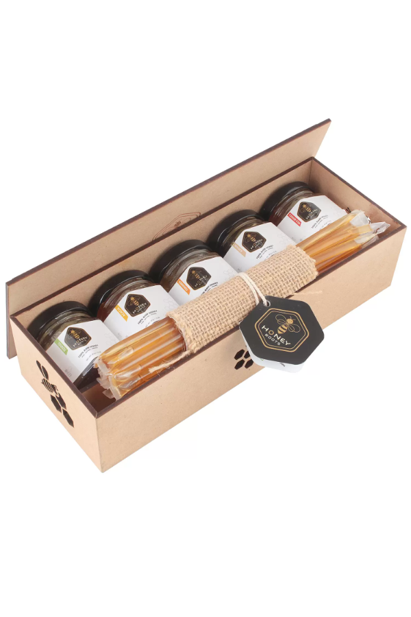 Gift Box Pack of 5 jars of 45g each & 1 bunch of honey sticks