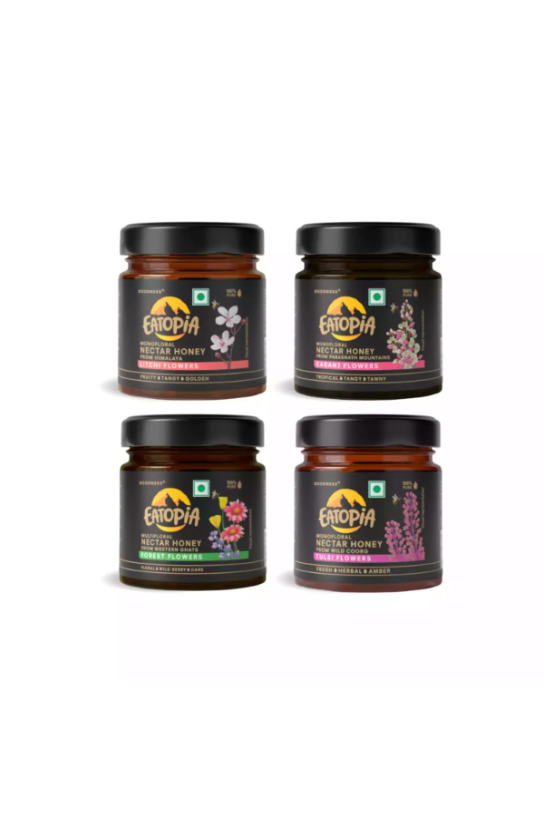 Honey Assortment (Litchi, Tulsi, Karanj and Forest Flowers) I 100% Pure Honey, No added sugar, Natural Immunity booster