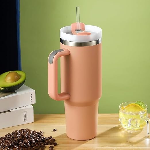 1200ML 304 Stainless Steel Tumbler Bottle with Handle and Straw | Iced Coffee Cup Reusable Travel Mug | Leak Proof